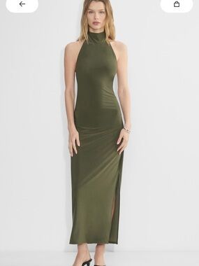 Aritzia Wilfred Smooth Matter Remedy Dress in Olive Green Size XL